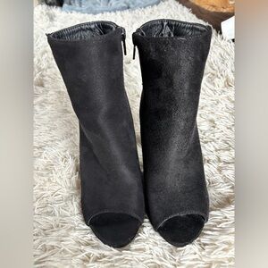 Wild Diva Black Peep-Toe Ankle Booties